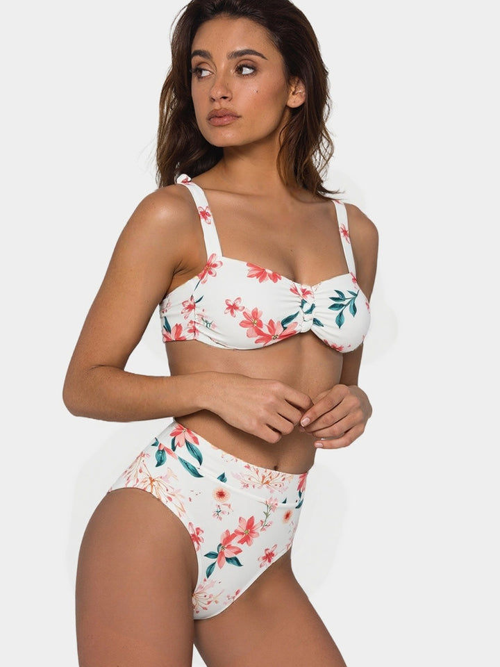 Damen Hochgeschnittener Bikini mit dekorativem Knotenelement Drune