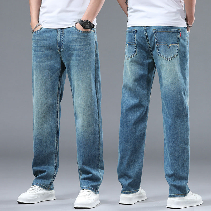 Herren Extraweite Denim-Baggy-Jeans mit geradem Bein & soften Waschungen Drune