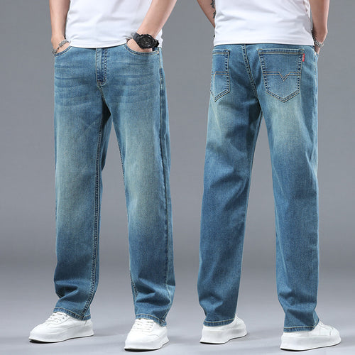 Herren Extraweite Denim-Baggy-Jeans mit geradem Bein & soften Waschungen Drune