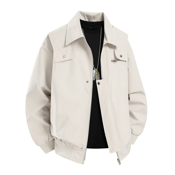 Herren Oversize-Utility-Coachjacke mit Reißverschluss, Druckknopfleiste und elastischen Bündchen Drune