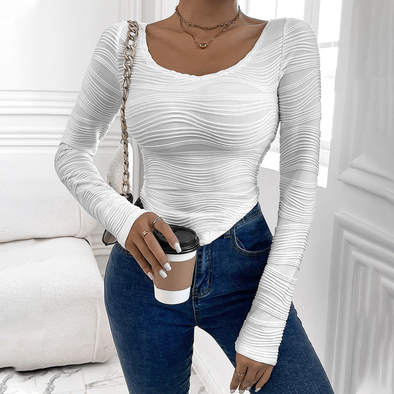 Damen Langarmshirt mit strukturiertem Oberflächendesign Drune