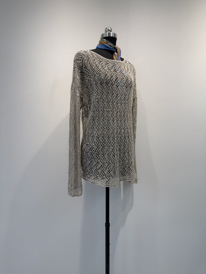 Damen Offenes Gewebtes Strickpullover Drune