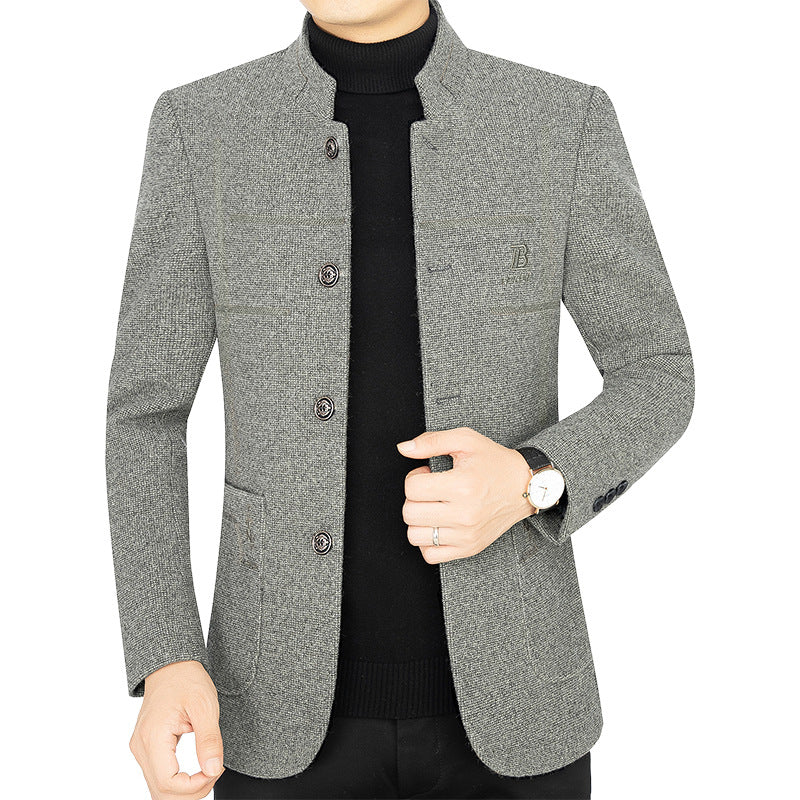 Herren Kurzmantel-Blazer mit Stehkragen und dekorativen Ziernähten Drune