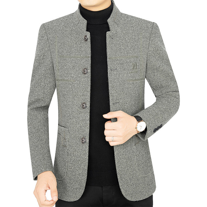 Herren Kurzmantel-Blazer mit Stehkragen und dekorativen Ziernähten Drune