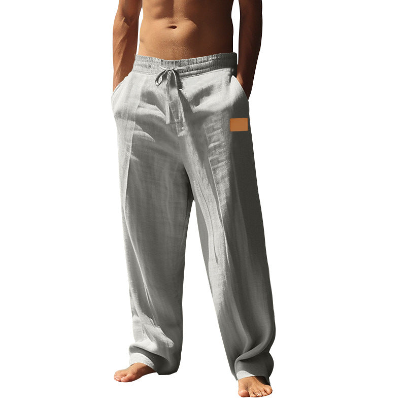 Herren nan extraweite Leinen-Relaxhose mit verstärktem Komfortbund, Kordelzug und tiefen Eingrifftaschen Drune
