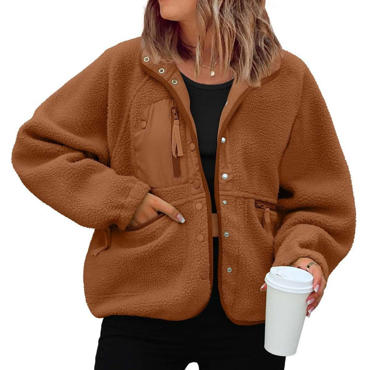Damen kuschelige Fleecejacke mit praktischen Taschen Drune
