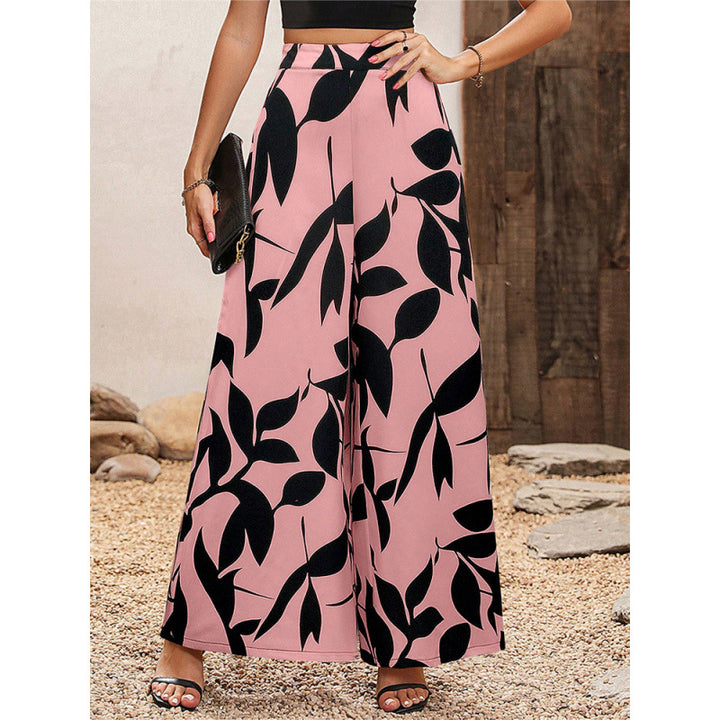 Damen Weite-Hosen mit Blattmuster Drune