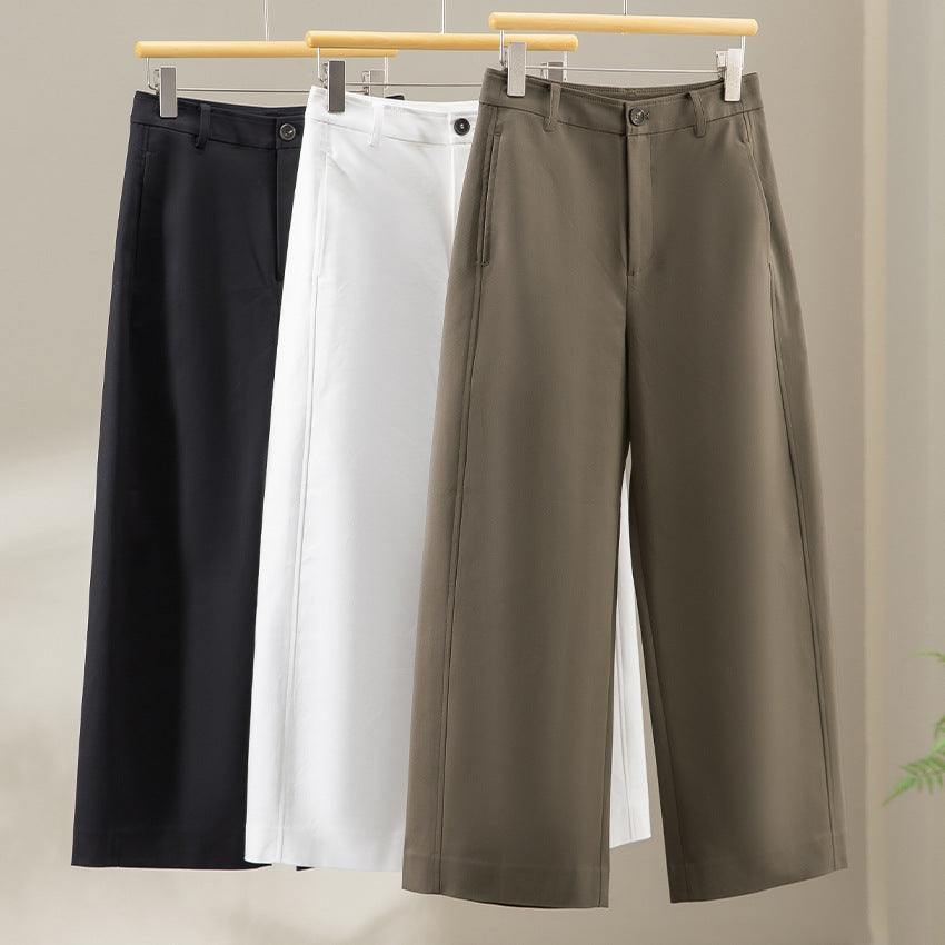 Damen Weite Culotte-Hose mit hoher Taille, Bügelfalte und geradem Bein Drune