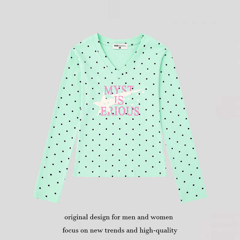 Damen Langarmshirt aus Baumwolljersey mit Pünktchenmuster und Statement-Sternprint Drune