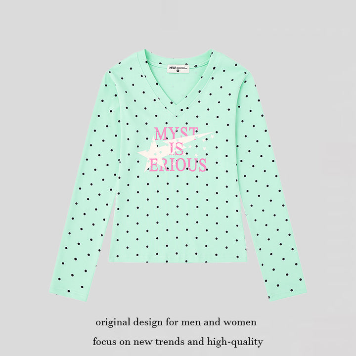 Damen Langarmshirt aus Baumwolljersey mit Pünktchenmuster und Statement-Sternprint Drune