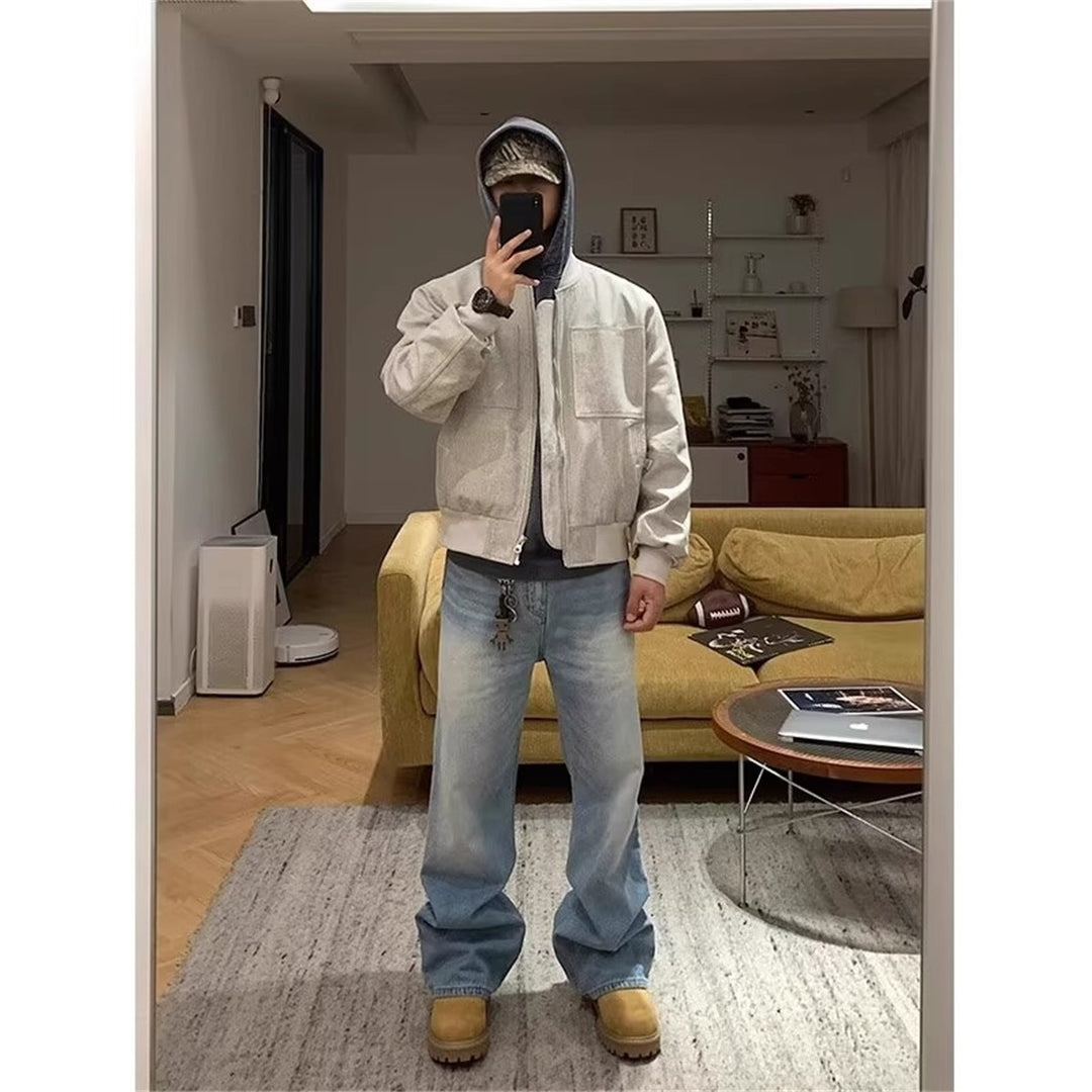 Herren Lässige Steppjacke mit Kapuze Drune