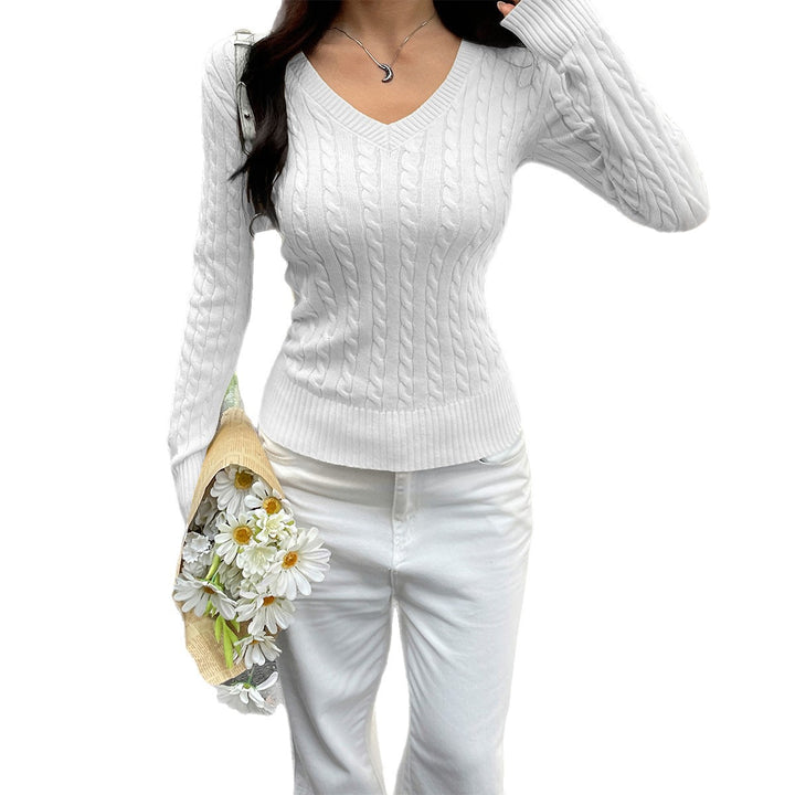Damen Strickpullover mit V-Ausschnitt und Struktur Drune