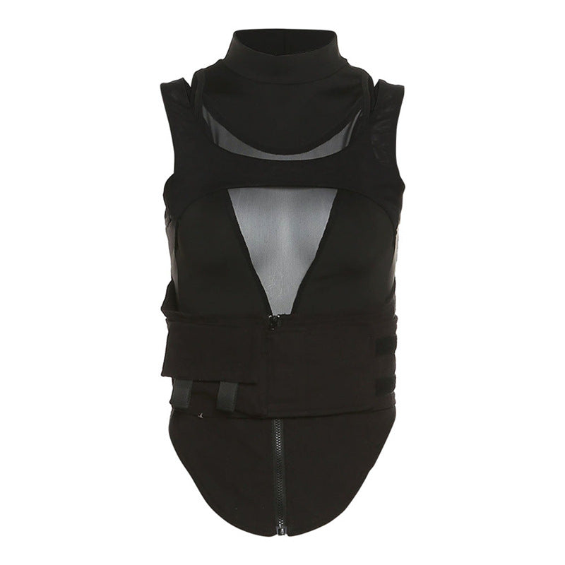 Damen Sportliches Tanktop mit innovativem hochgeschlossenem Design und verstellbaren Riemen Drune