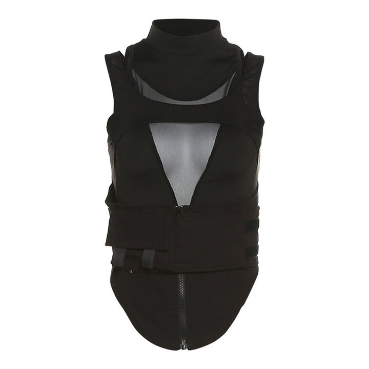 Damen Sportliches Tanktop mit innovativem hochgeschlossenem Design und verstellbaren Riemen Drune