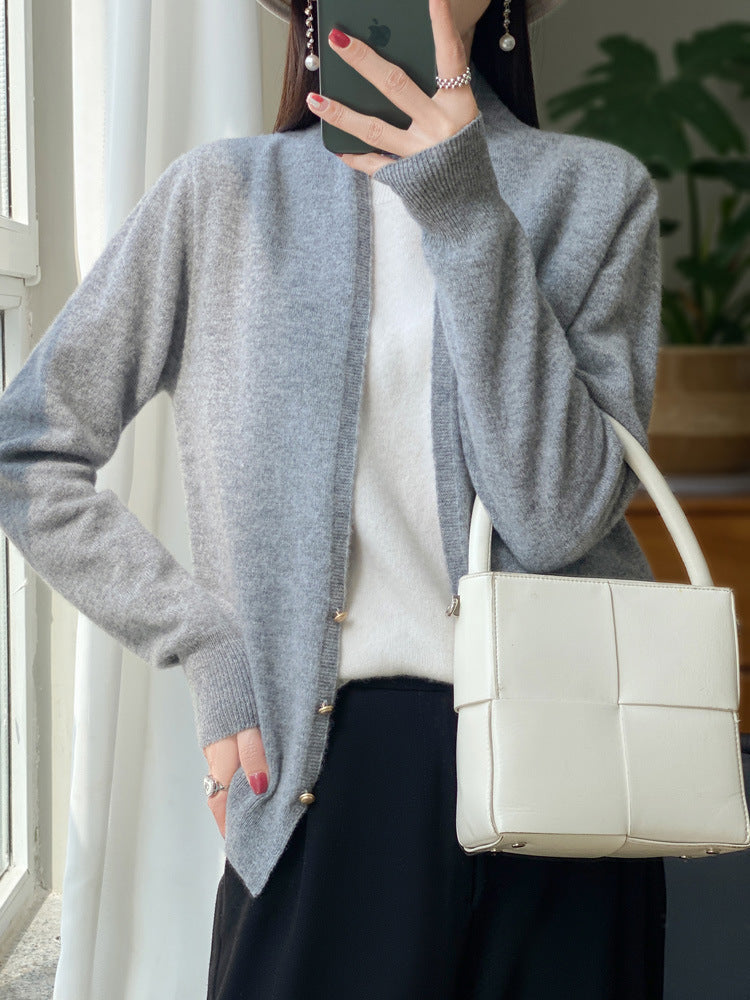 Damen Offener Feinstrick-Cardigan im Mohair‑Look mit geradem Saum und schmalen Bündchen Drune