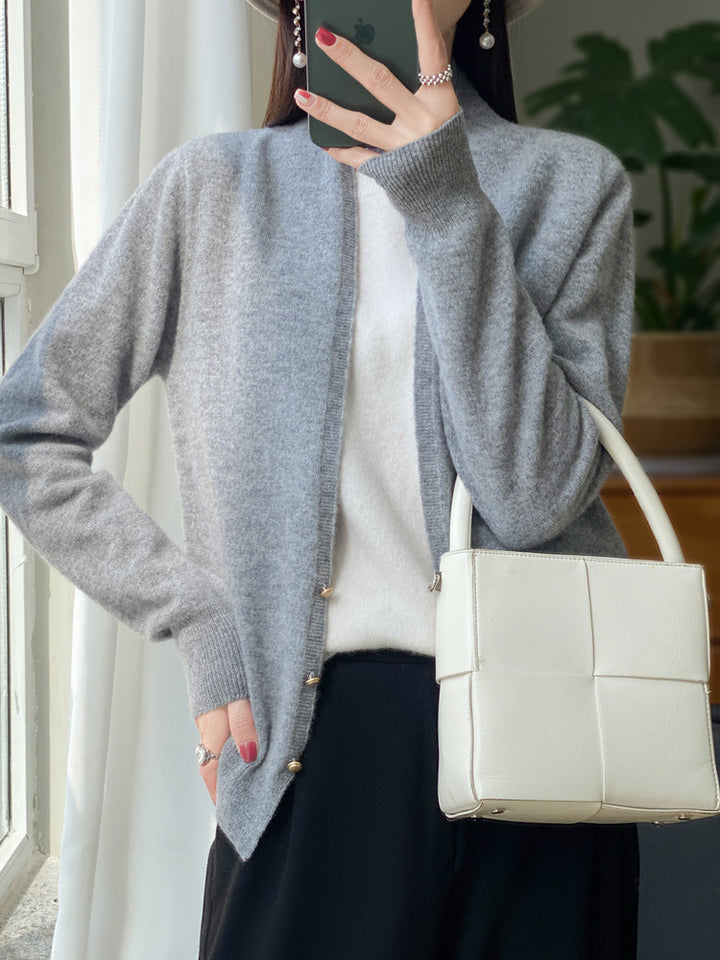 Damen Offener Feinstrick-Cardigan im Mohair‑Look mit geradem Saum und schmalen Bündchen Drune