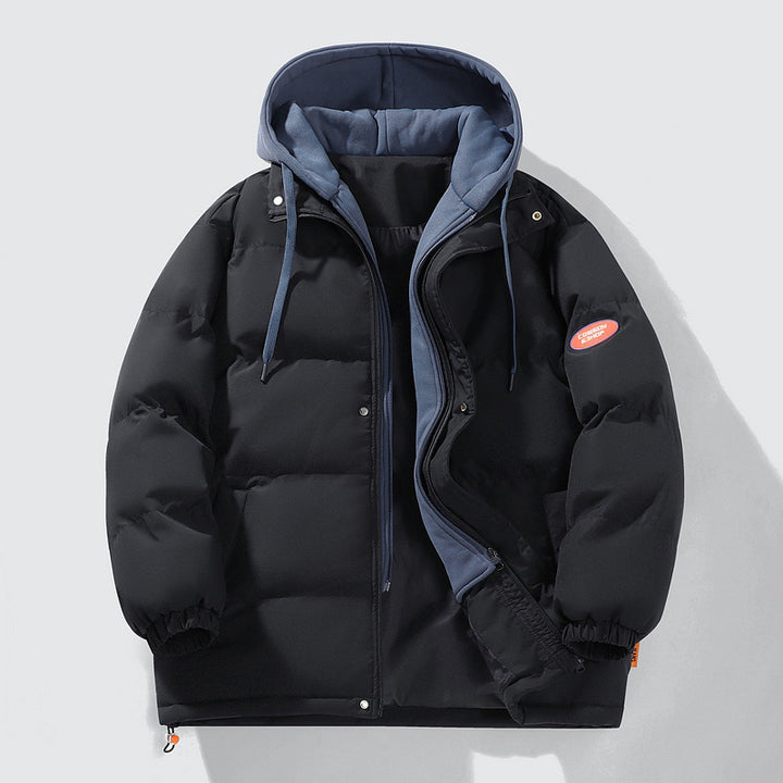 Herren zweilagige Oversized Steppjacke mit integrierter Kontrast-Kapuzeninnenjacke und thermischer Wattierung Drune