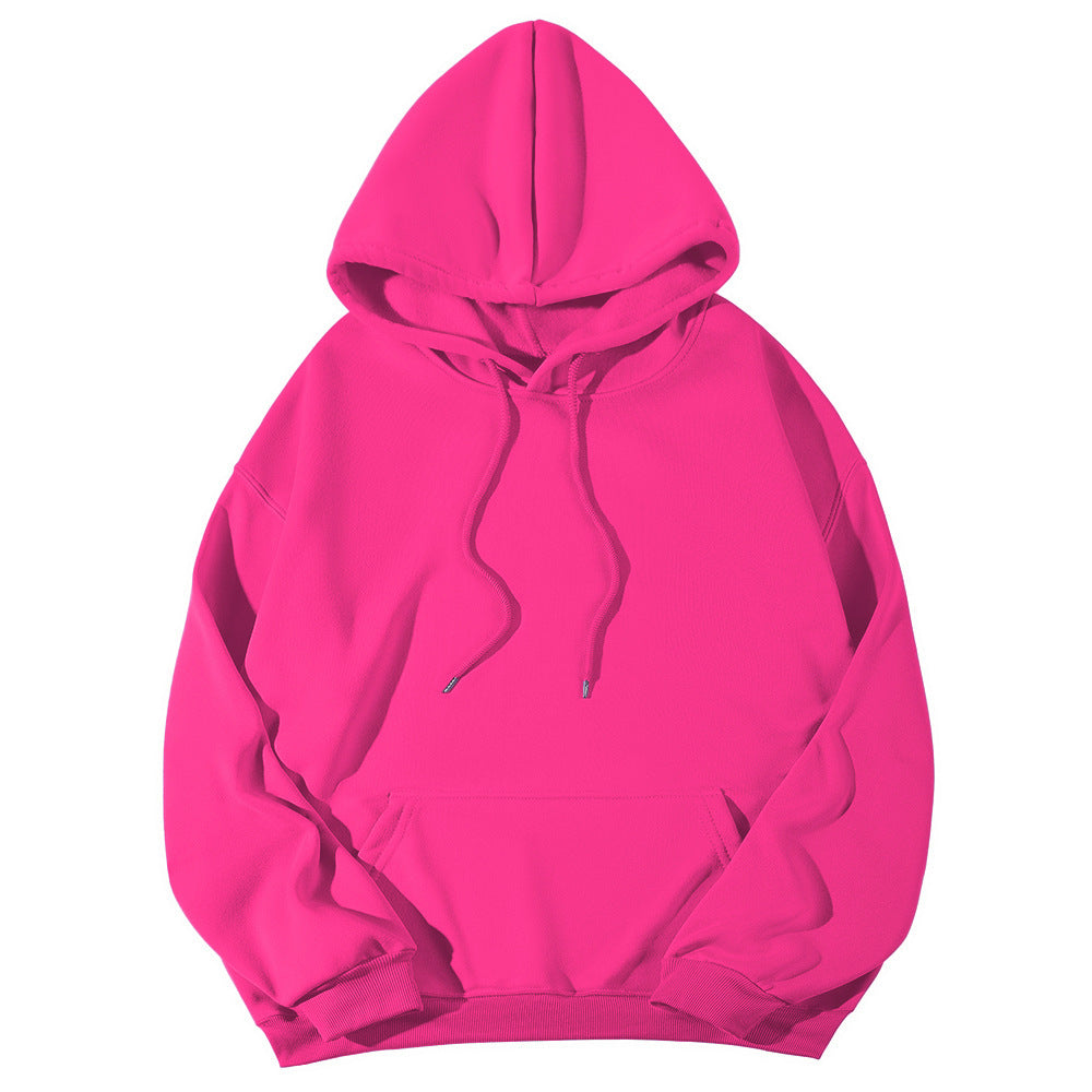 Unisex Oversize-Fleece-Hoodie mit tiefer Schulter, Kängurutasche und breitem Rippbund Drune