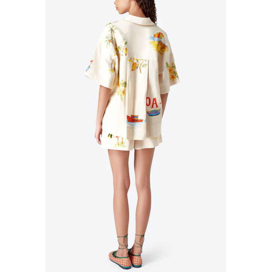 Damen Casual Sommer-Pyjama Set mit aufregendem floralem Print und bequemen Schnitten Drune