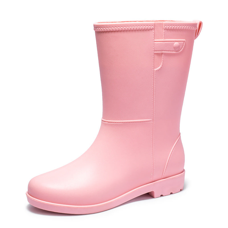 Damen Mittelhohe nahtlose Regenstiefelette aus flexiblem Vollgummi mit griffiger Profilsohle Drune