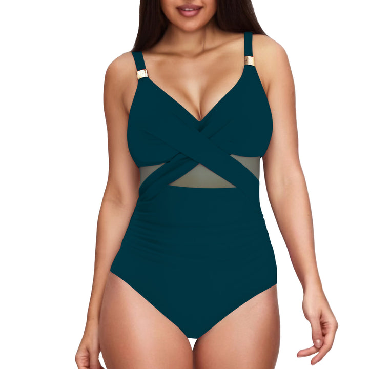 Damen Eleganter Einteiler mit transparenter Einsätzen Drune