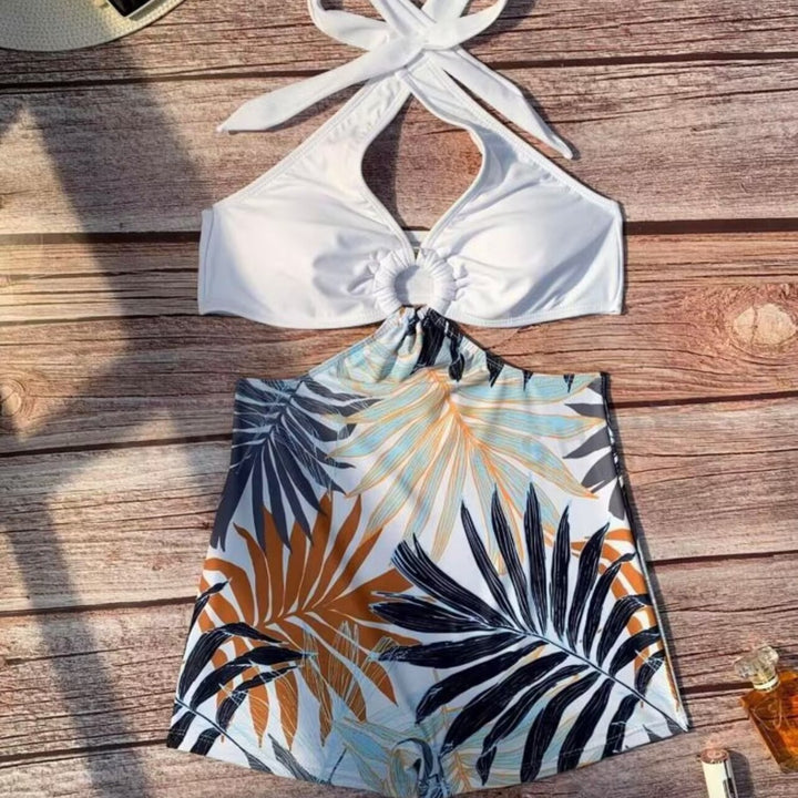 Damen Bikiniset mit hoch geschnittenem Hosenrock und elegantem Knoten Drune