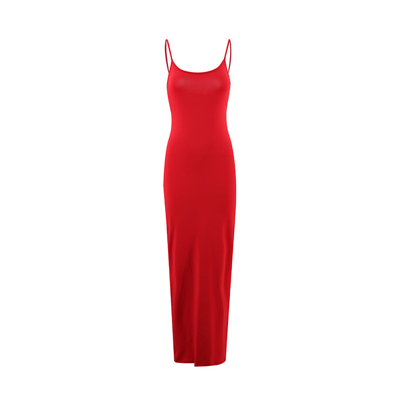 Damen Langkleid mit schmalem Schnitt und feinen Spaghettiträgern Drune