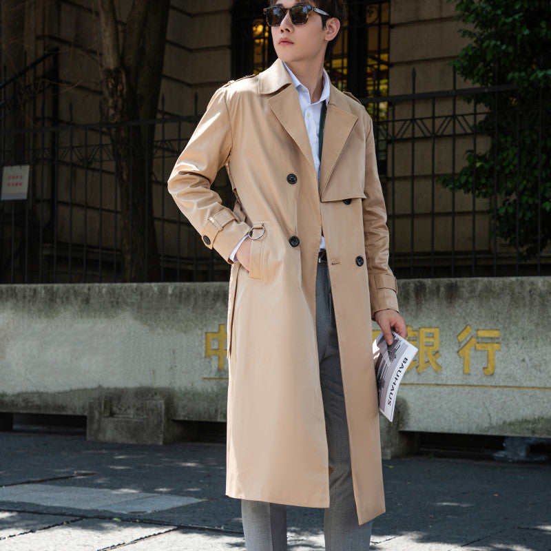 Herren Taillierter Trenchcoat aus wasserabweisendem Twill mit doppelreihiger Knopfleiste Drune