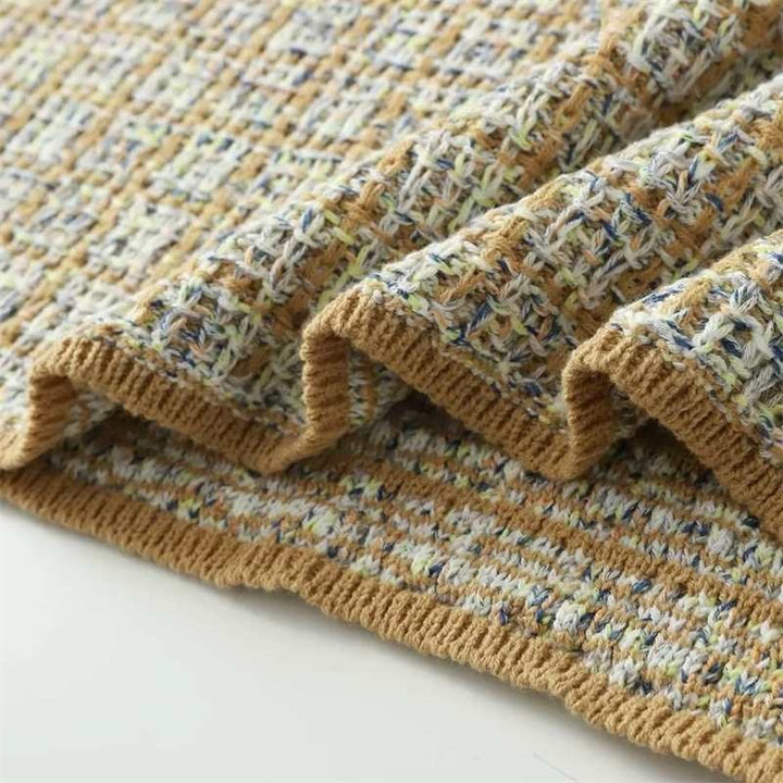 Damen Bouclé-Polo-Strickpullover mit Tweed-Effekt Drune