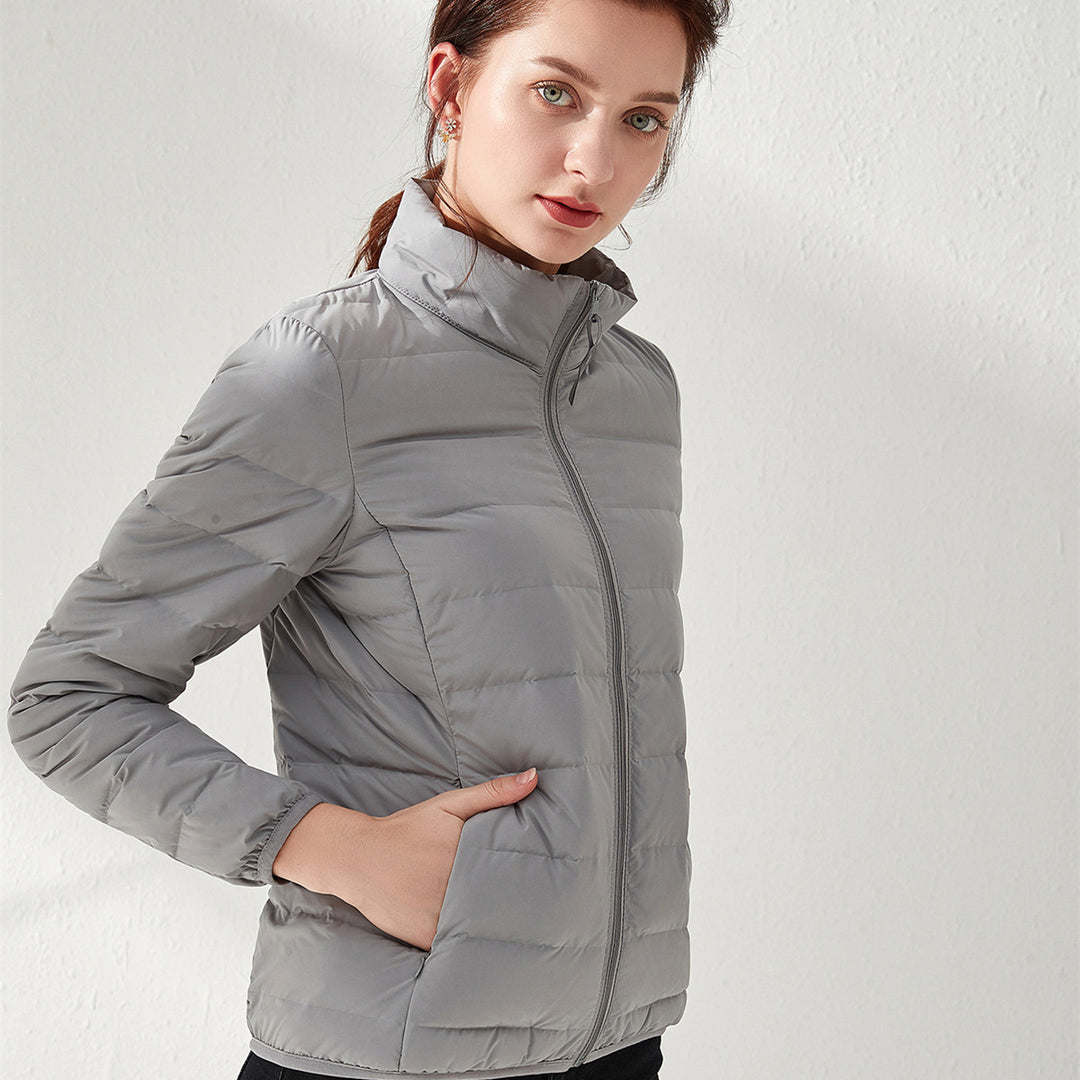 Damen Leichte gesteppte Kurzjacke mit Stehkragen und tailliertem Schnitt Drune