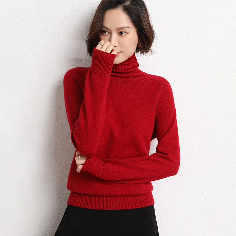 Damen Schlanker Rollkragenpullover aus feinem Strick mit Raglanärmeln Drune