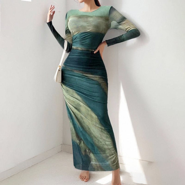 Damen elegantes Maxikleid mit innovativem Farbverlauf Drune