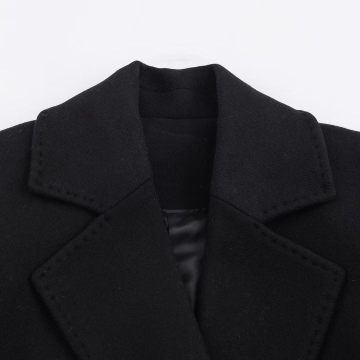 Damen Longline-Mantel mit breitem Revers und Bindegürtel Drune