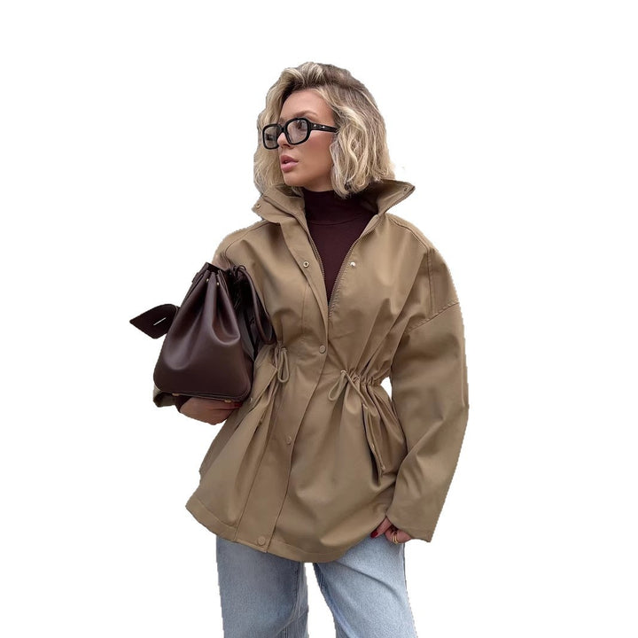 Damen Kurzparka mit Taillenzug und hohem Kragen Drune