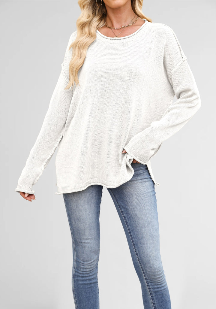 Damen gemütlicher Strickpullover mit weitem Schnitt Drune
