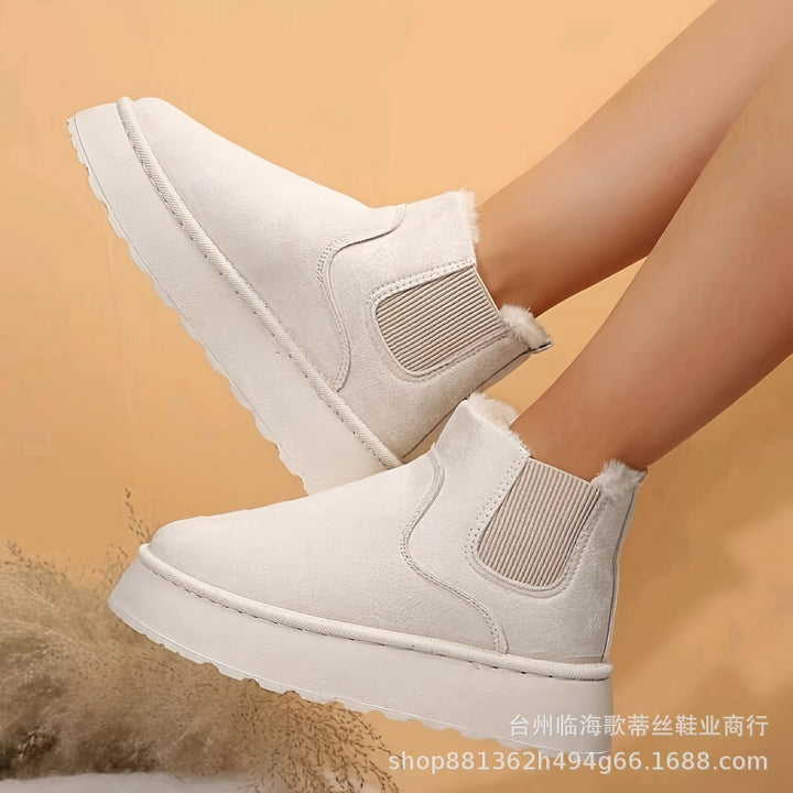 Damen Gefütterte Chelsea-Winterbooties mit elastischem Einsatz und Teddyfellfutter Drune