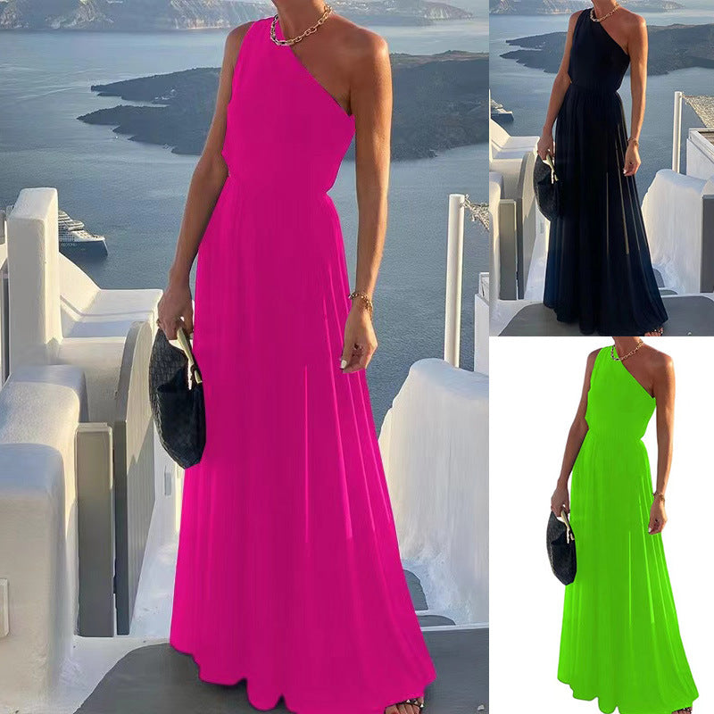 Elegantes Damen-Ein-Schulter-Maxikleid Drune