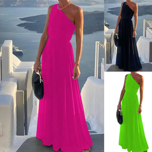 Elegantes Damen-Ein-Schulter-Maxikleid Drune