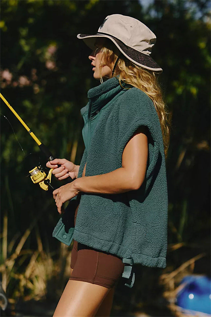 Damen gemütliche und stylische Fleecejacke mit seitlichen Kordelzügen Drune