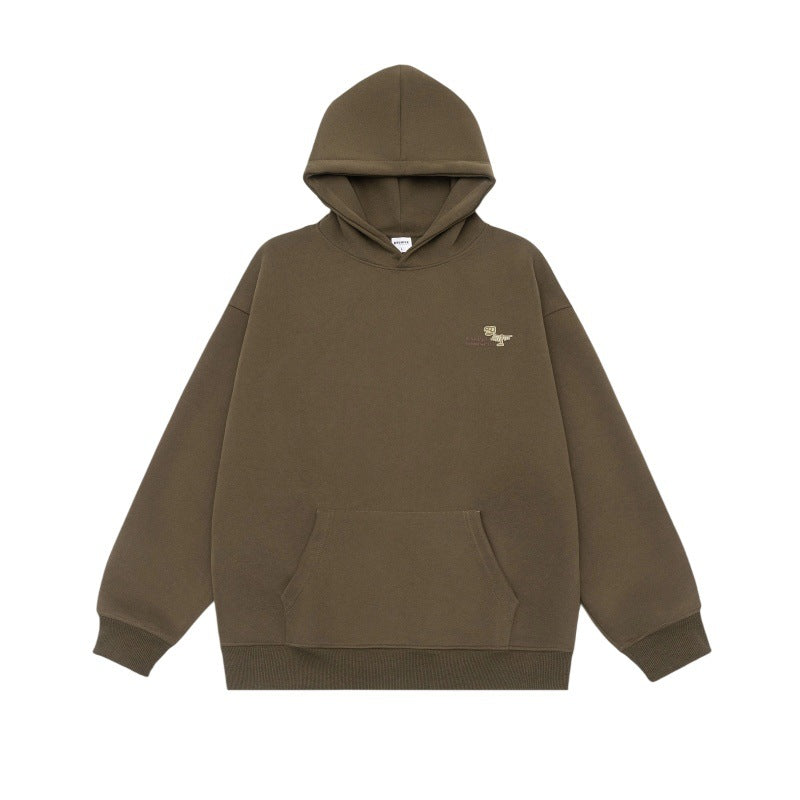 Unisex Oversize-Kapuzenpullover aus schwerer French-Terry mit Kängurutasche und dezenter Bruststickerei Drune