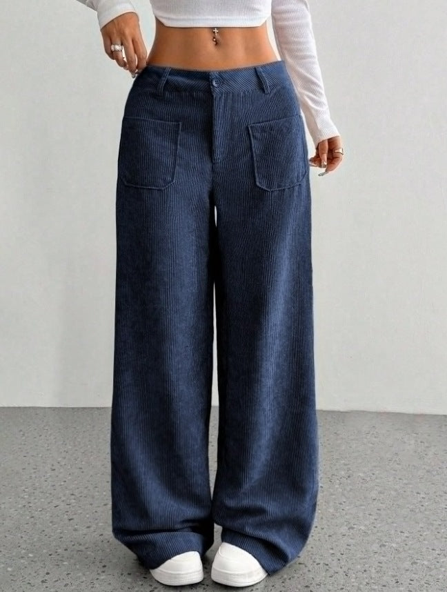 Damen Weite und bequeme Cordhose mit Taschen Drune