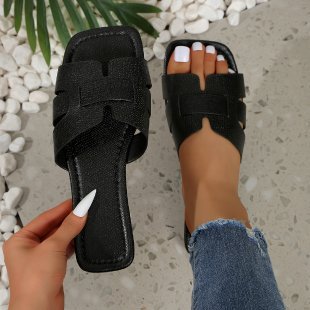 Damen Bequeme Slide-Sandalen mit trendigem Querriemen Drune