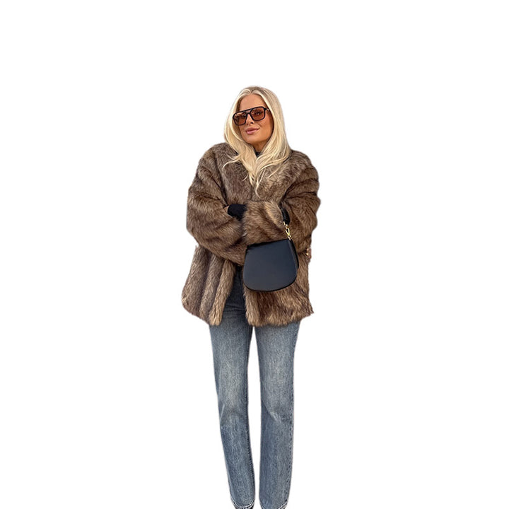 Damen kuschelige Kunstfelljacke Drune