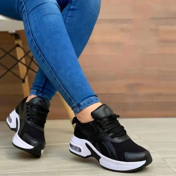 Damen nan sportliche Komfort-Sneaker mit sichtbarer Luftdämpfung, Netzgewebe und Lederoptikpaneelen Drune