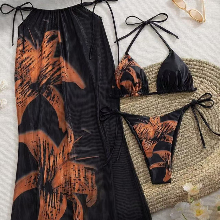 Damen Bikiniset mit elegantem Wickelrock und floralem Design Drune