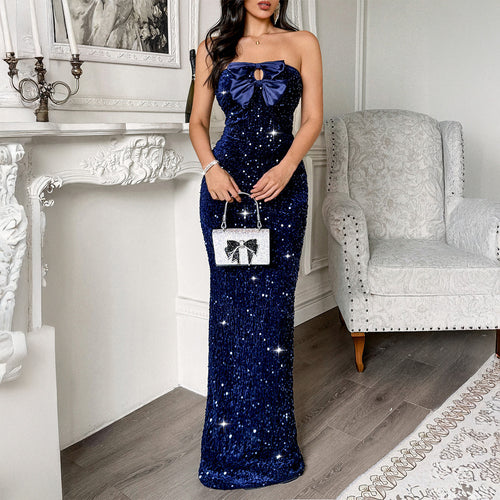 Damen Glamouröses Abendkleid mit funkelnden Pailletten Drune