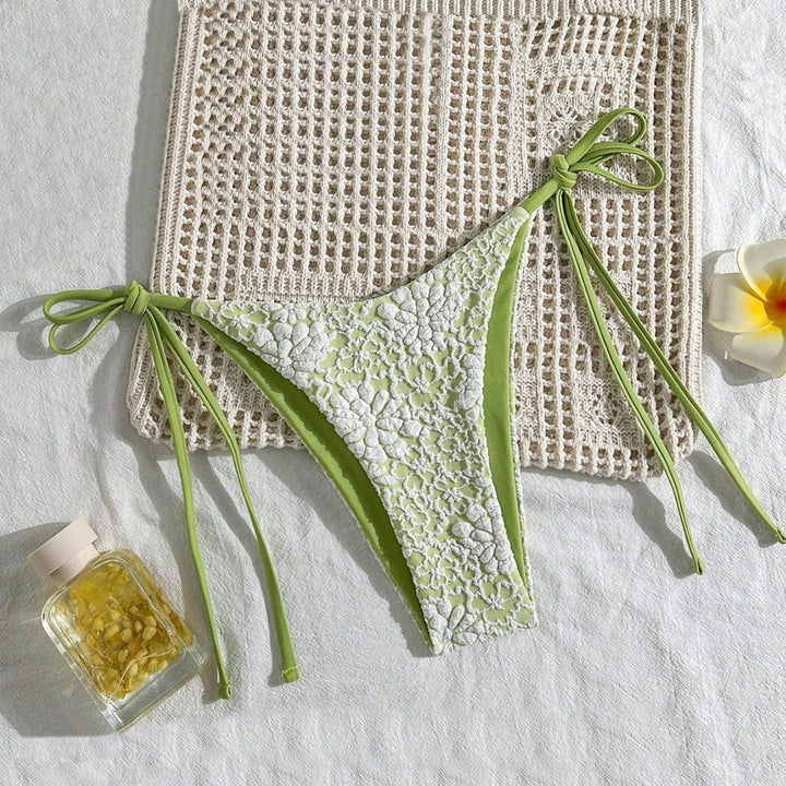 Damen Bikiniunterteil mit floralen Spitzenapplikationen Drune