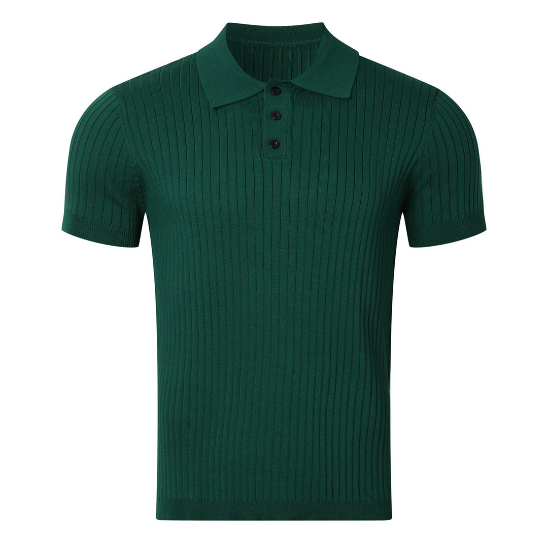 Herren nan schmal geschnittenes geripptes Poloshirt aus Feinstrick mit Kurzarm und Polokragen Drune