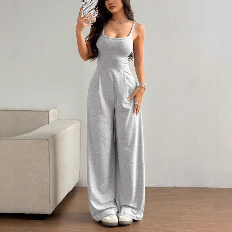 Damen Eleganter Jumpsuit mit weitgeschnittenen Beinen und schmeichelndem Oberteil Drune