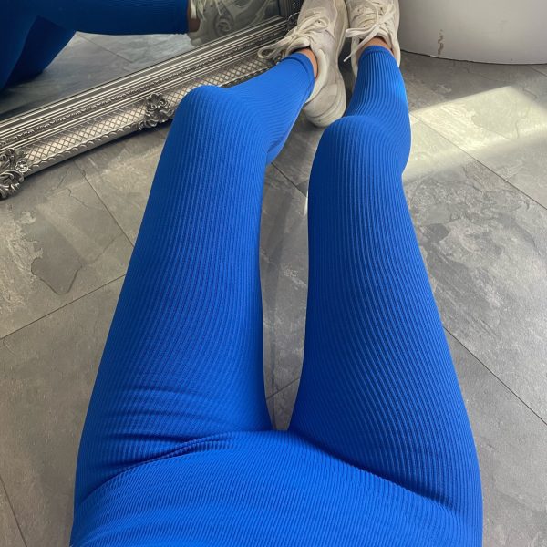 Damen Hochwertige Leggings im Rippdesign mit hohem Bund Drune